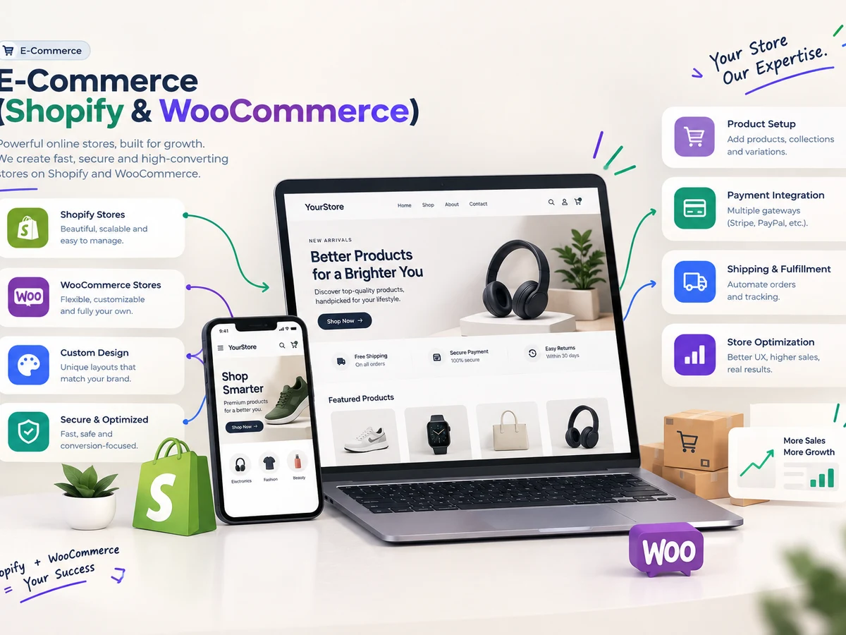 E-Commerce Stores (Shopify & WooCommerce)